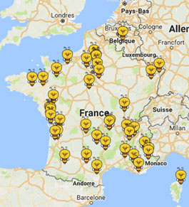 carte des apiculteurs du réseau Un Toit Pour Les Abeilles